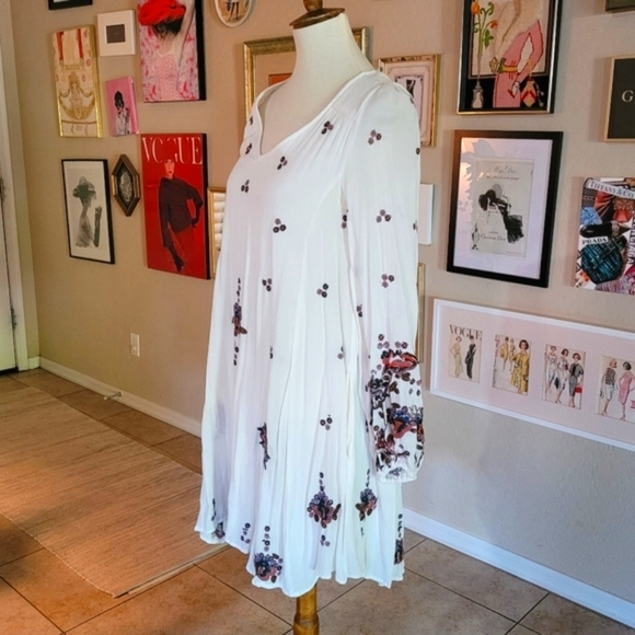 Free People Oxford White Embroidered Swing Dress - Picture 4 of 7